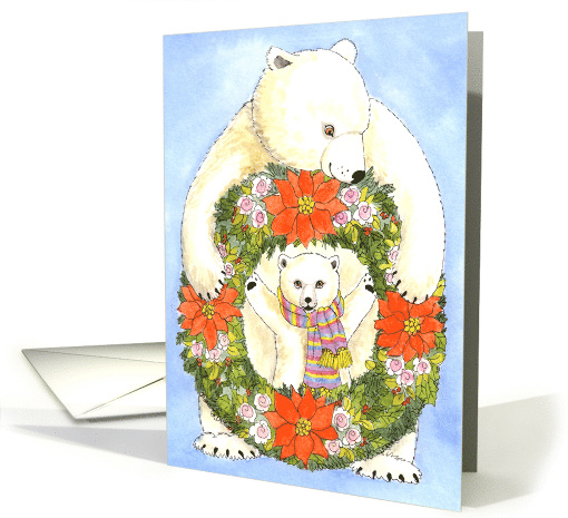 Baby's 1st Christmas Polar Bear Wreath & Cub card (533362)