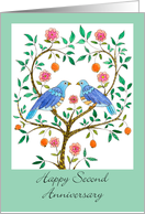 Happy Second Anniversary Blue Dove card