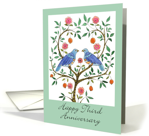 Happy 3rd Anniversary Blue Dove card (546476)