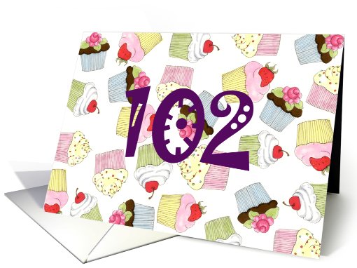 Cupcakes 102nd Birthday card (586595)