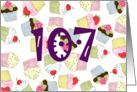 Cupcakes Galore 107th Birthday card