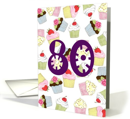 Cupcakes Galore 80th  Birthday card (596112)