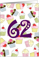 Cupcakes Galore 62nd Birthday card