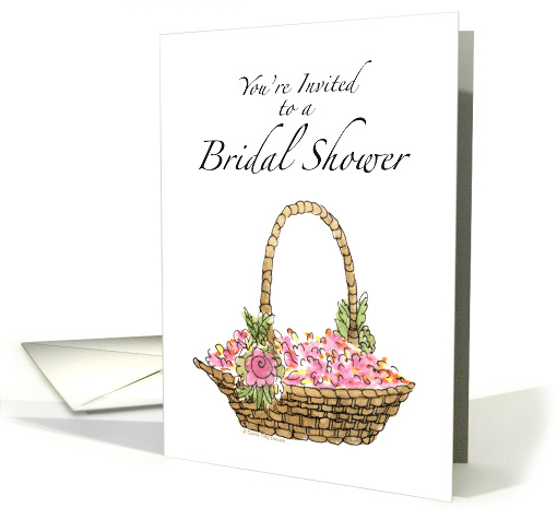 Invitation Bridal Shower Basket with Rose Petals card (608112)