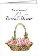 Invitation Bridal Shower Basket with Rose Petals card