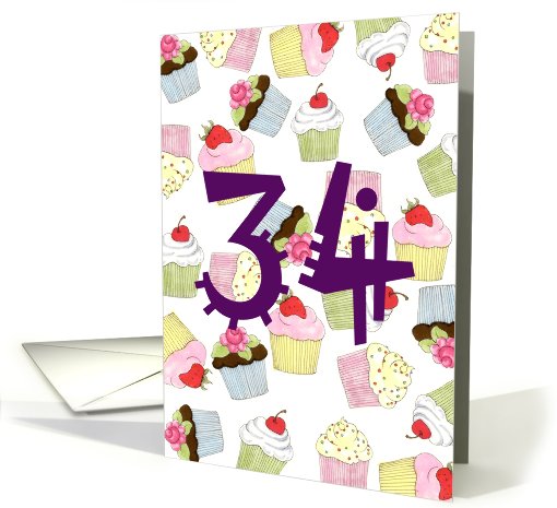 Cupcakes Galore 34th Birthday card (620956)