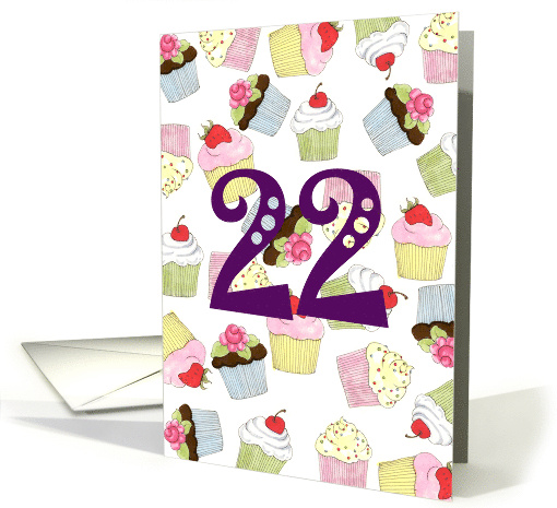 22nd Birthday Cupcakes Galore card (628587)