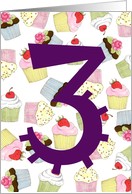 Cupcakes Galore 3rd Birthday card