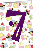 7th Birthday Cupcakes Galore card