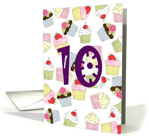 Cupcakes Galore 10th Birthday card (635932)