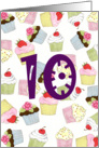 Cupcakes Galore 10th Birthday card