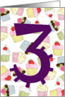 3rd Birthday Party Invitation, Cupcakes Galore card