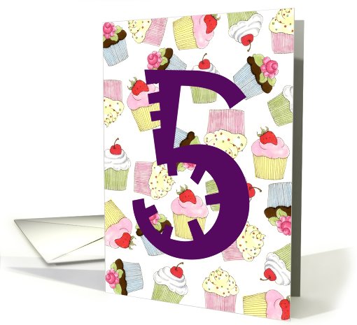 5th Birthday Party Invitation, Cupcakes Galore card (654636)