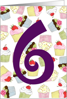 6th Birthday Party Invitation, Cupcakes Galore card