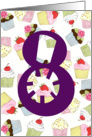 8th Birthday Party Invitation, Cupcakes Galore card