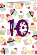 10th Birthday Party Invitation, Cupcakes Galore card