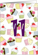 11th Birthday Party Invitation, Cupcakes Galore card
