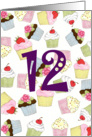 12th Birthday Party Invitation, Cupcakes Galore card