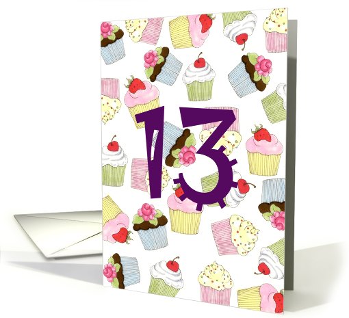 13th Birthday Party Invitation, Cupcakes Galore card (658049)