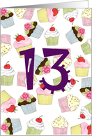 13th Birthday Party Invitation, Cupcakes Galore card