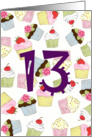 13th Birthday Party Invitation, Cupcakes Galore card