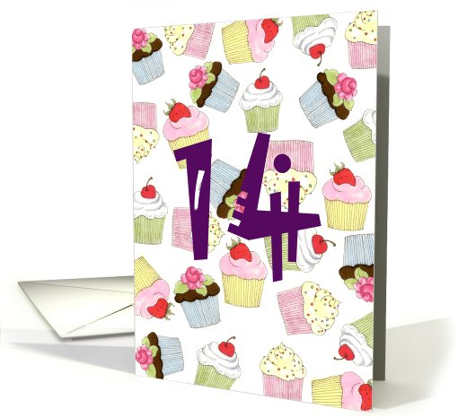 14th Birthday Party Invitation, Cupcakes Galore card (658073)