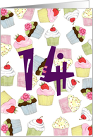 14th Birthday Party Invitation, Cupcakes Galore card