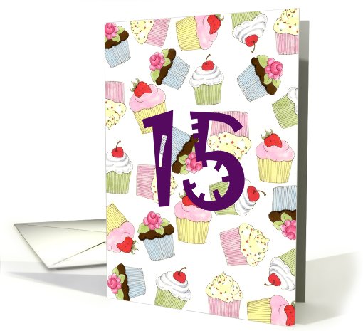 15th Birthday Party Invitation, Cupcakes Galore card (658075)