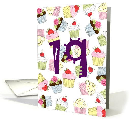 19th Birthday Party Invitation, Cupcakes Galore card (658092)