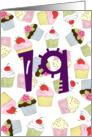 19th Birthday Party Invitation, Cupcakes Galore card