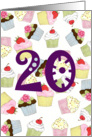 20th Birthday Party Invitation, Cupcakes Galore card