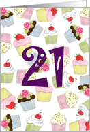 21st Birthday Party Invitation, Cupcakes Galore card