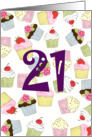 21st Birthday Party Invitation, Cupcakes Galore card