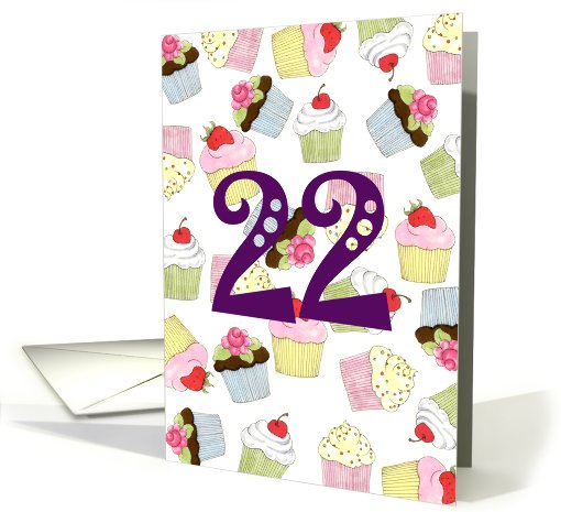 22nd Birthday Party Invitation, Cupcakes Galore card (661765)