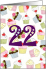 22nd Birthday Party Invitation, Cupcakes Galore card