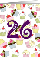 26th Birthday Party Invitation, Cupcakes Galore card