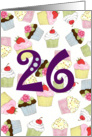 26th Birthday Party Invitation, Cupcakes Galore card