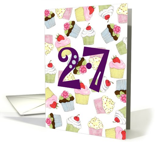 27th Birthday Party Invitation, Cupcakes Galore card (661775)