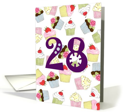 28th Birthday Party Invitation, Cupcakes Galore card (661777)