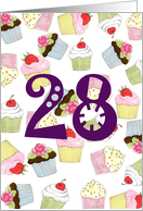 28th Birthday Party Invitation, Cupcakes Galore card