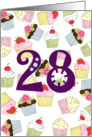 28th Birthday Party Invitation, Cupcakes Galore card