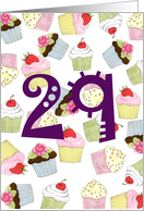 29th Birthday Party Invitation, Cupcakes Galore card