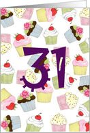 31st Birthday Party Invitation, Cupcakes Galore card