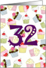32nd Birthday Party Invitation, Cupcakes Galore card