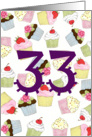 33rd Birthday Party Invitation, Cupcakes Galore card