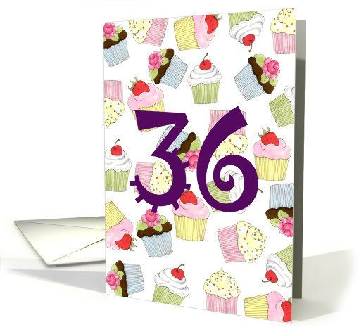 36th Birthday Party Invitation, Cupcakes Galore card (667312)