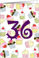 36th Birthday Party Invitation, Cupcakes Galore card