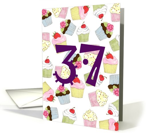 37th Birthday Party Invitation, Cupcakes Galore card (667315)