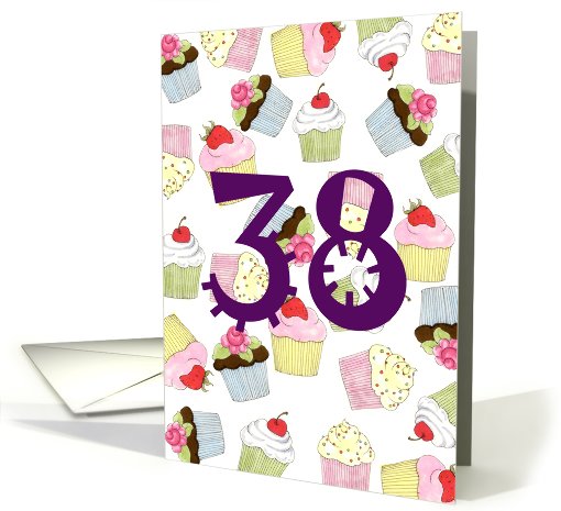 38th Birthday Party Invitation, Cupcakes Galore card (667317)