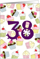 38th Birthday Party Invitation, Cupcakes Galore card